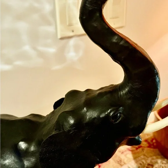 Elegant Black Elephant Sculpture